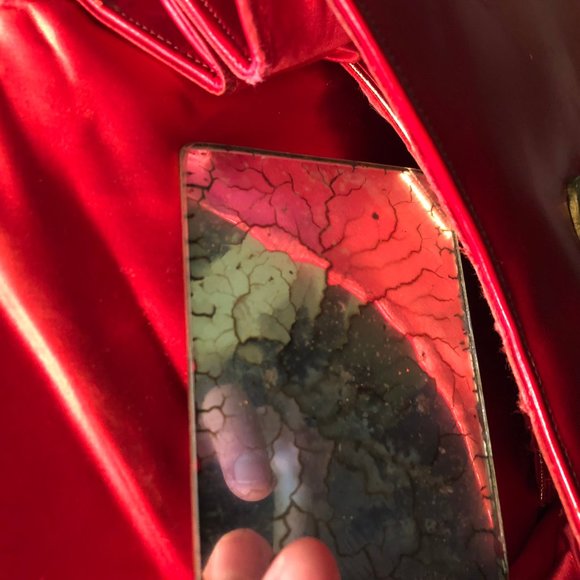 Vintage Small Structured Leather Top Handle Handbag Purse - Red / Orange / Rust - Picture 15 of 16